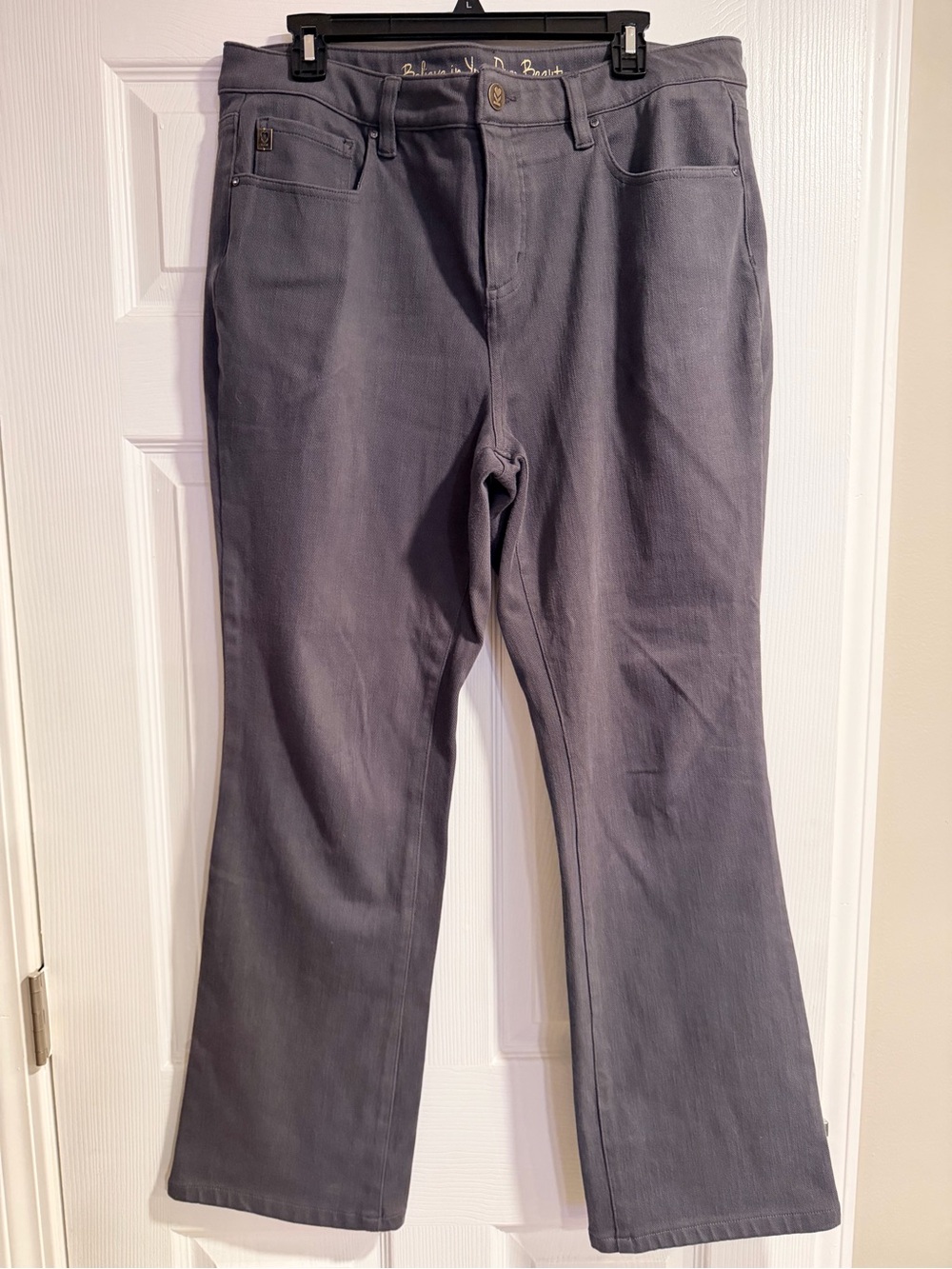 Belle by Kim Gravel Flexibelle Bootcut Jeans Gray Size 14R A309910